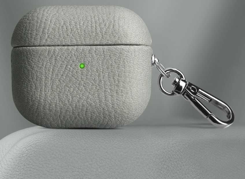 Кожаный чехол для наушников airpods 1 2 3 pro с карабином