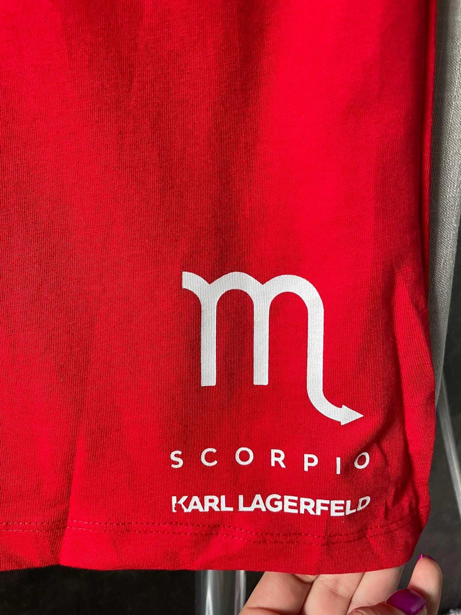T-shirt damski top czerwony Karl Lagerfeld Scorpio Zodiac