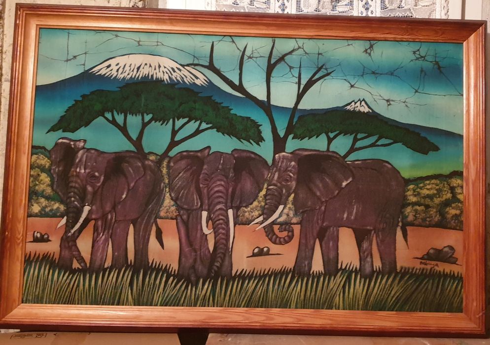 Obraz z Afryki płótno i farby naturalne stary