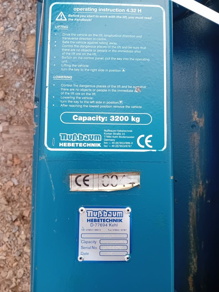 Podnośnik Czterokolumnowy Nussbaum 3500 kg Hydrauliczno Linowy