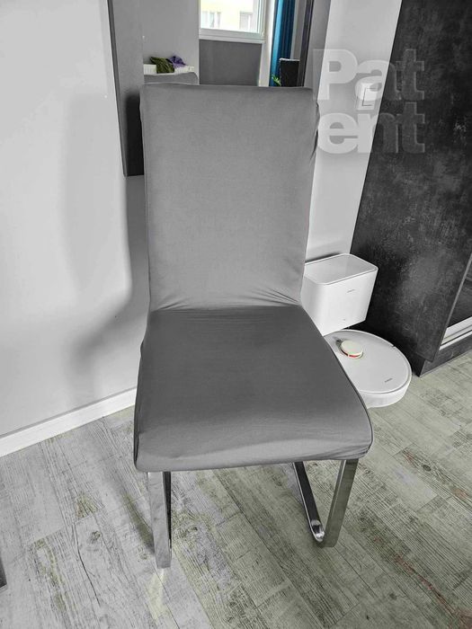 Pokrowce na krzesła uniwersalne elastyczne 4 sztuki szare komplet