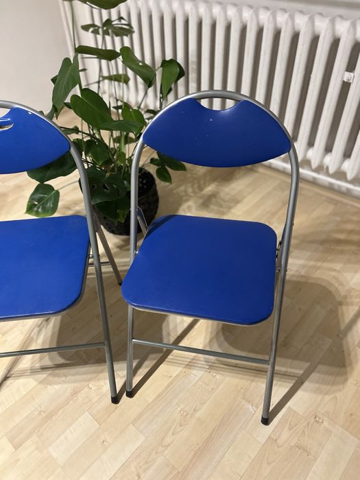 Kszesło krzesła niebieskie składane skóra jysk