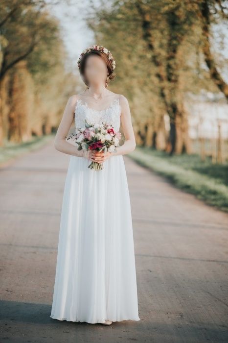 Suknia ślubna z cielistym gorsetem roz.34/36