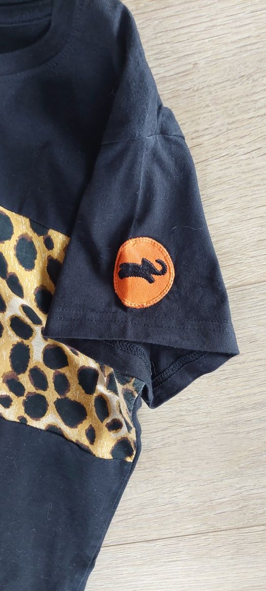 Animal Planet r.M czarny T-shirt + gepard, cheetah, cętki