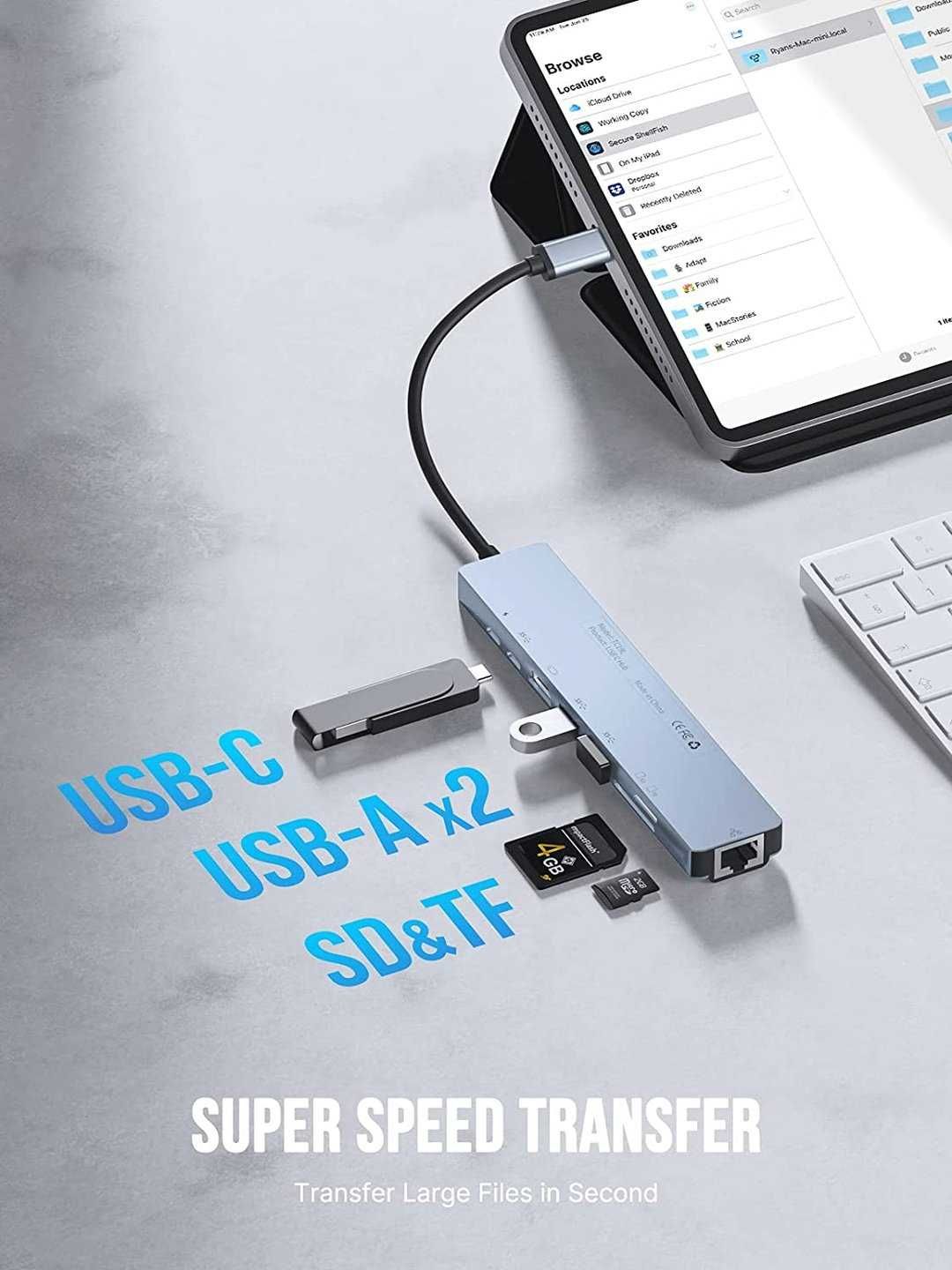 Lemorele TC19L 8in1 USB-C HUB USB 3.0 SD Macbook 100W LAN USB 4K