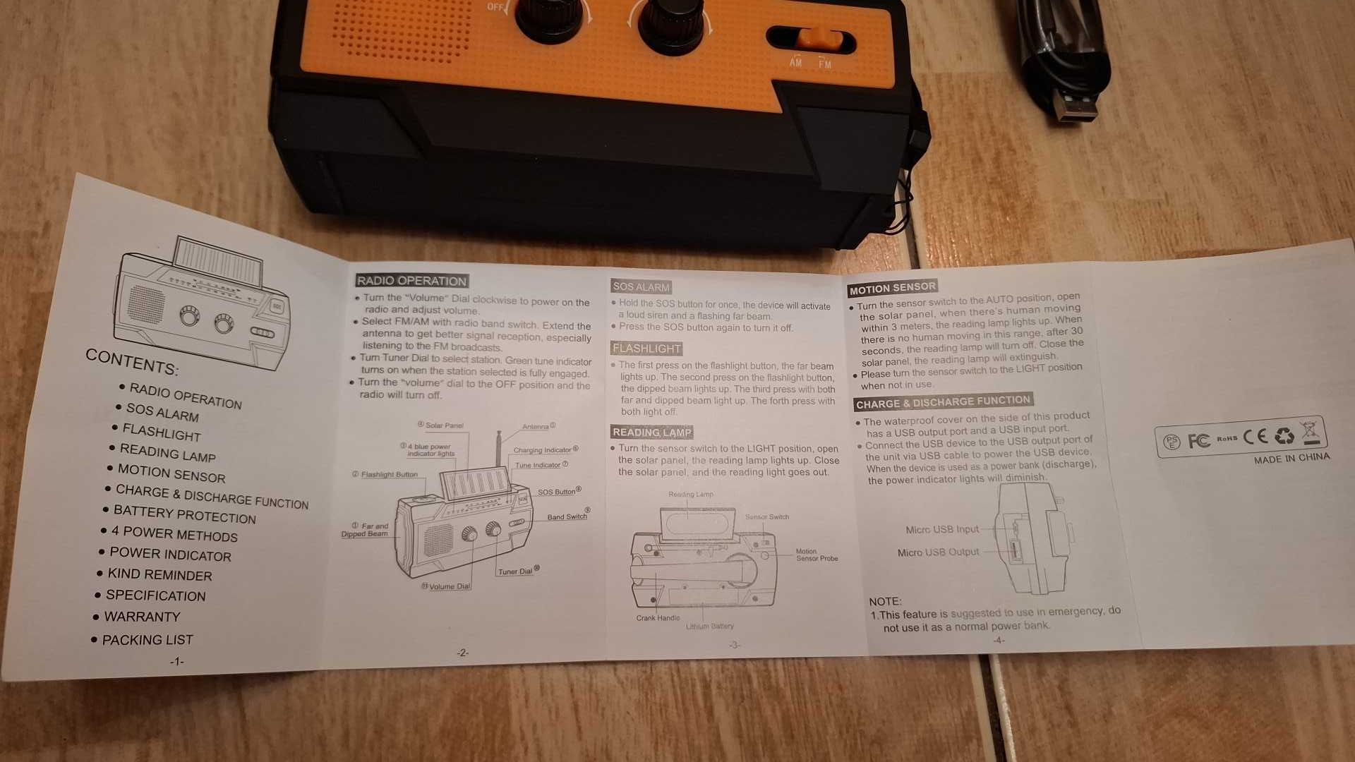 Radio FM AM Latarka Powerbank 3 w jednym