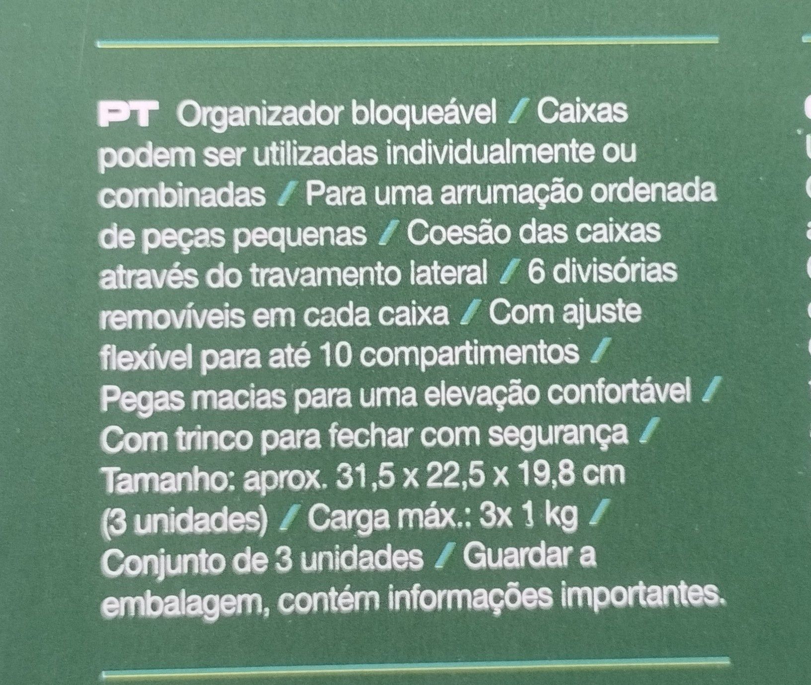 Organizador de 3 caixas bloqueável Parkside