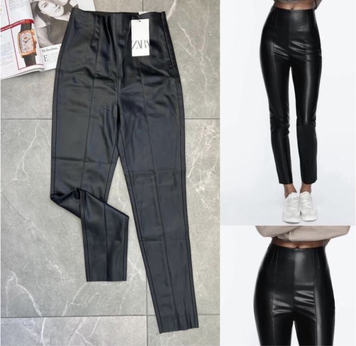 НОВІ! Лосіни, штани шкіряні (екошкіра), zara. Чорні та бежеві
