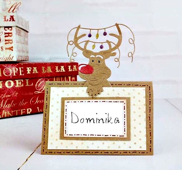 Wykrojnik wesoły RENIFER z lampkami *Boże Narodzenie*