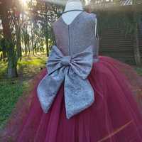 Бордова бурякова сукня випускна для дівчинки фатинова нова нарядна