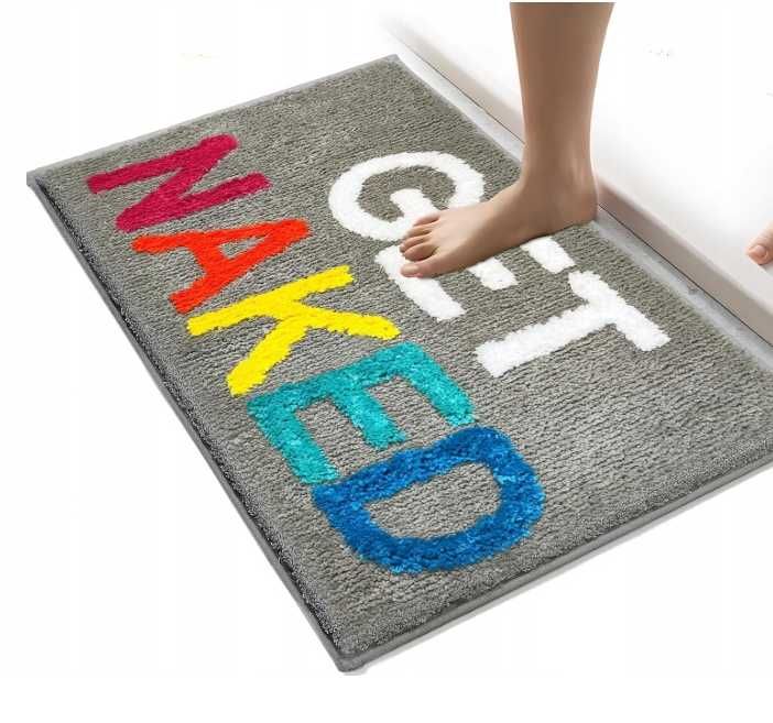 Dywanik z Kolorowym Napisem GET NAKED łazienkowy,antypoślizgowy