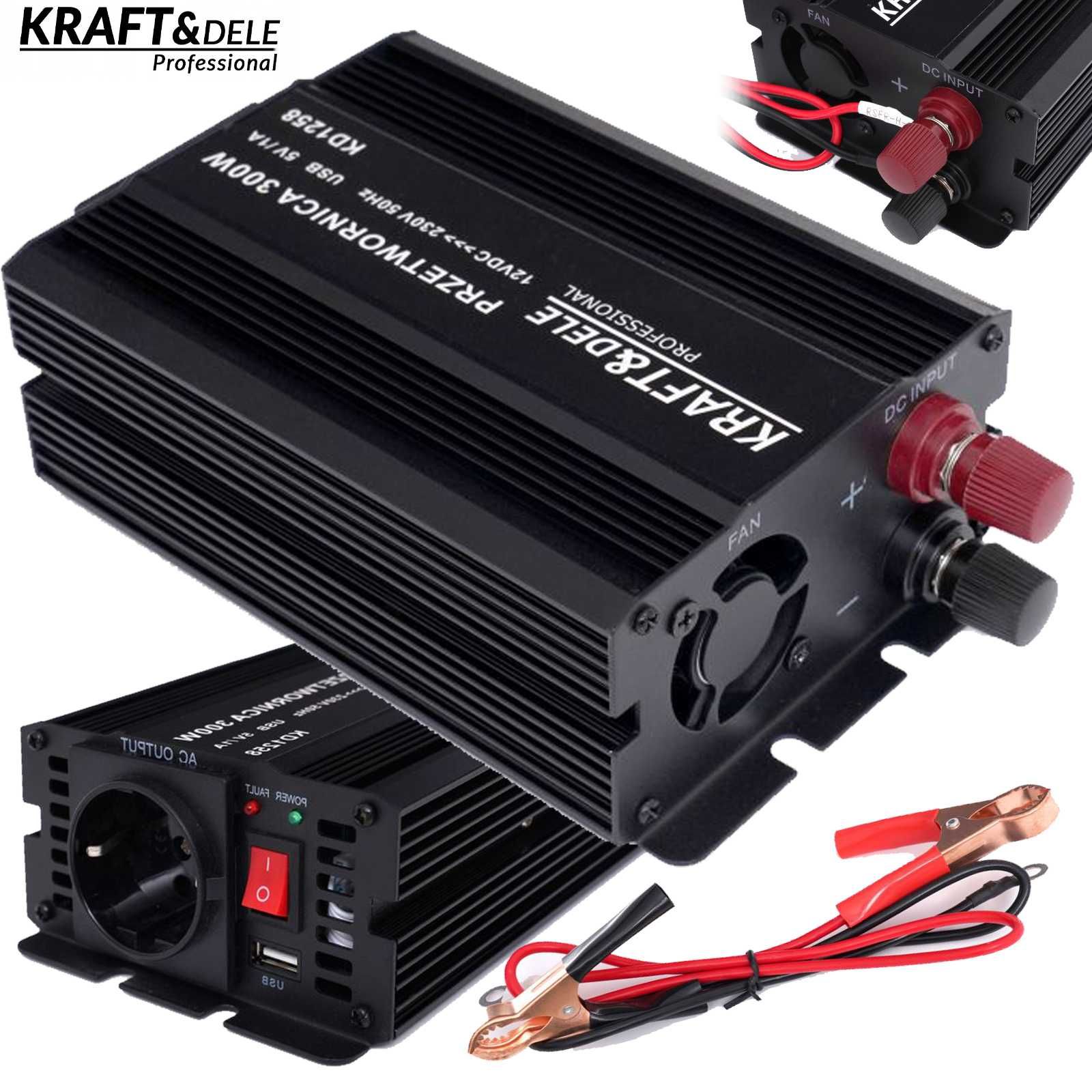 KRAFT&DELE Przetwornica Prądu Samochodowa Sinusoida 12v 230v 300w