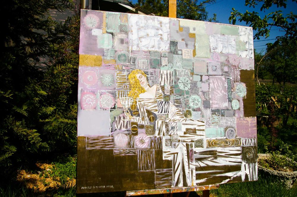 картина  " girl in dandelions " 110-100см