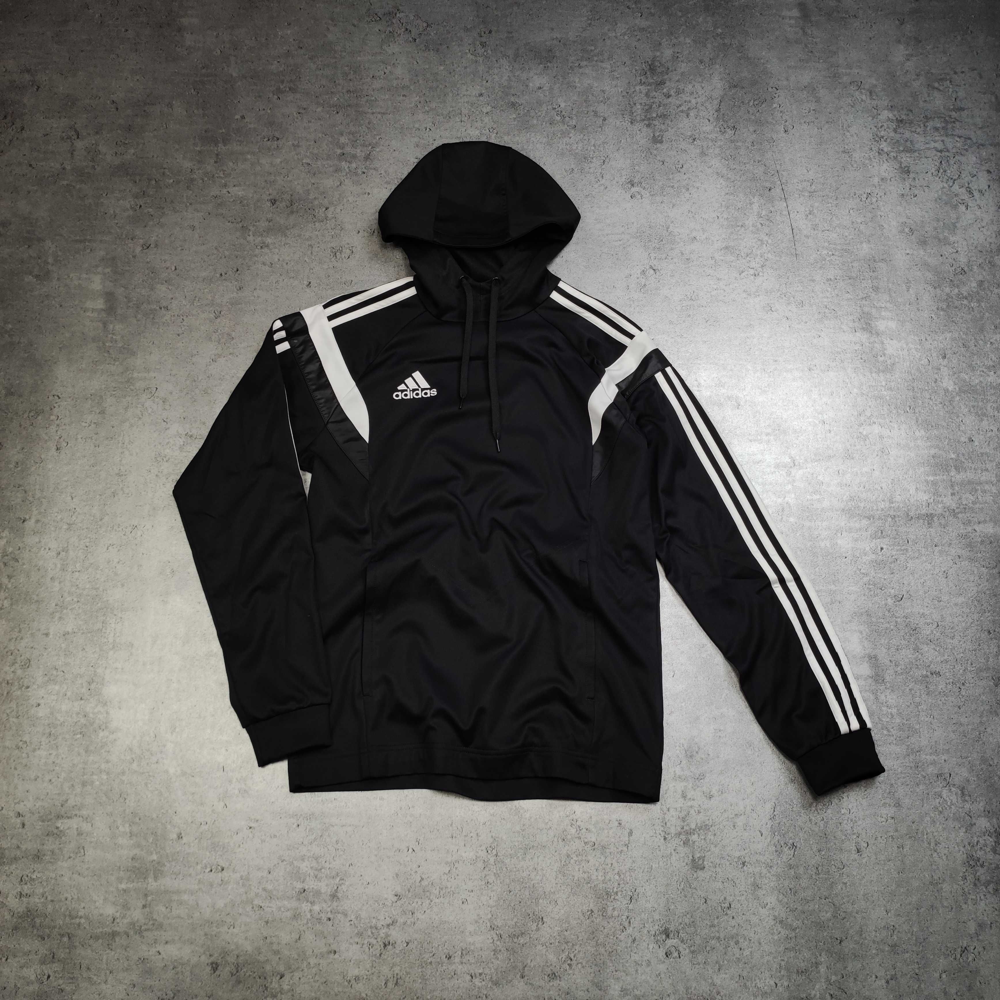 MĘSKA Bluza Sportowa Czarna z Kapturem Treningowa Casual Adidas Logo