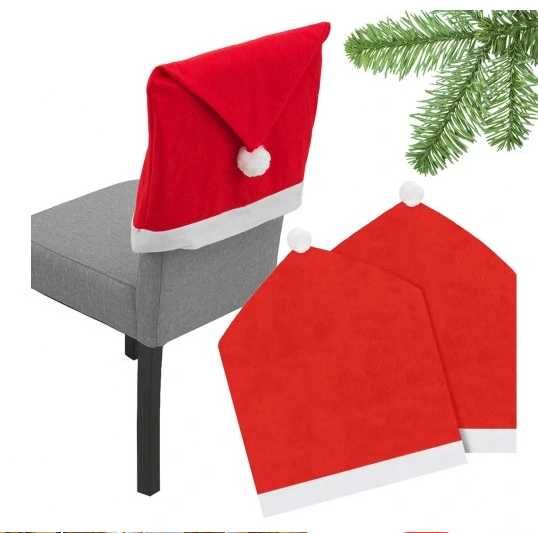 Zestaw 2 szt. Pokrowce na krzesła czapka świętego Mikołaja