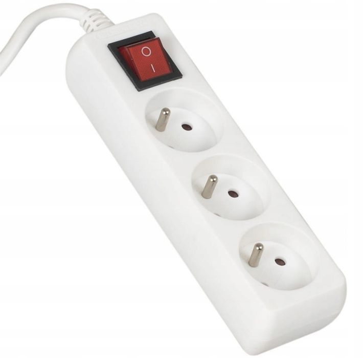 Przedłużacz elektryczny listwa zasilająca 1,5M 3 gniazda z bezpiecznik