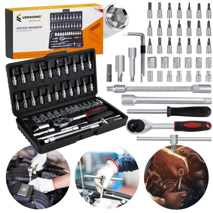 Zestaw narzędzi 46 el. , torx, grzechotka, TORX, imbusy bity