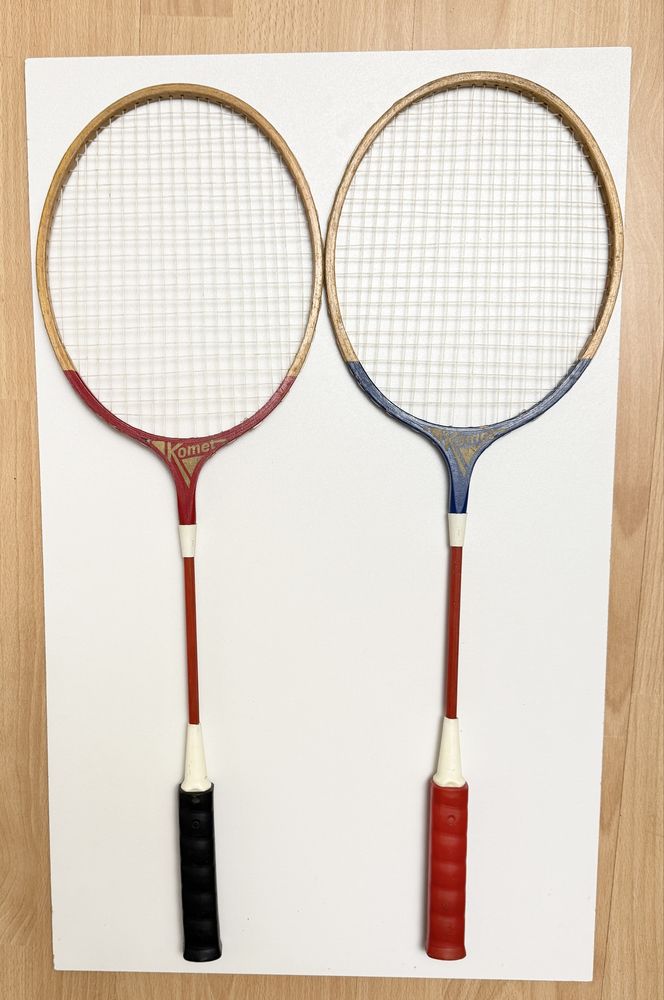 Stare paletki drewniane badminton retro Germina Komet DDR 2 szt.