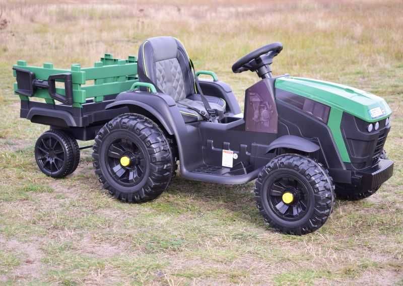 Duży Traktor na akumulator dla dziecka z przyczepą Na łożyskach Cena↓