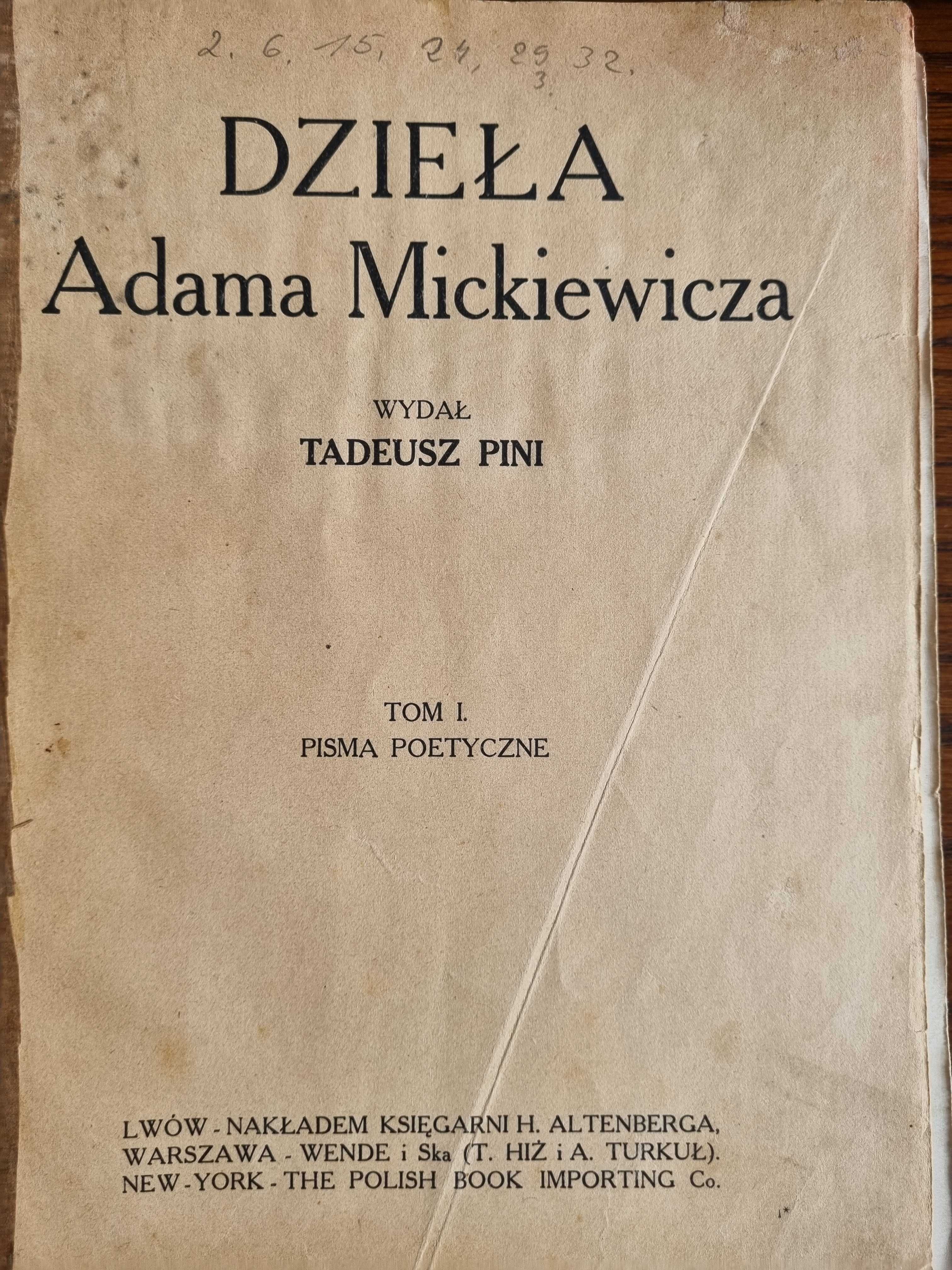 Dzieła Mickiewicza i Słowackiego komplet 5 tomów 1907_1912