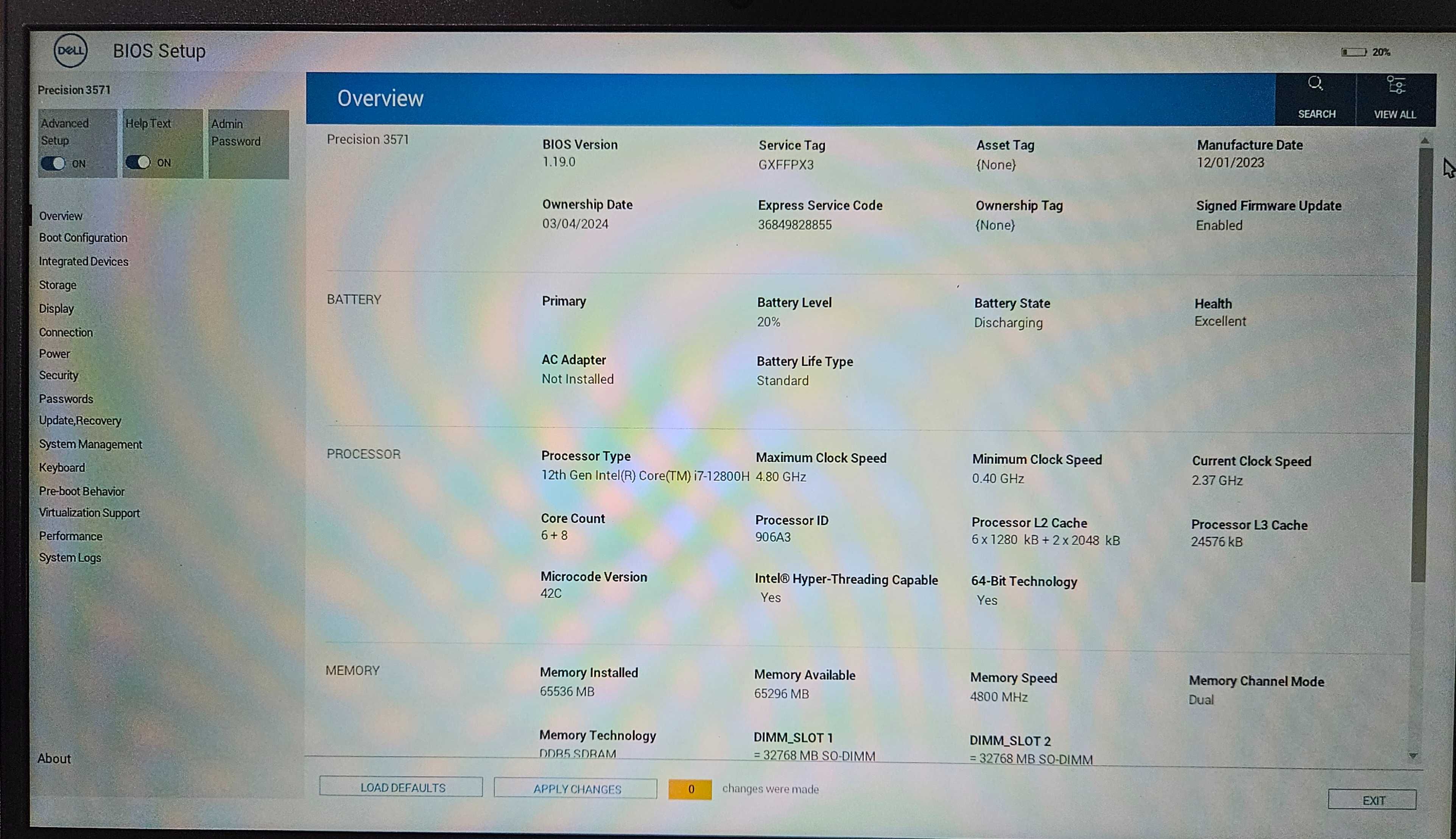 Laptop dell precision 3571