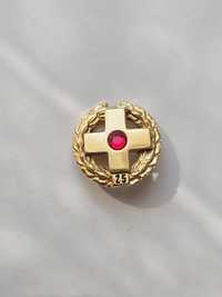 Серебряный значок в позолоте 925проба, ГДР, от красного креста