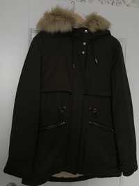 Zimowa kurtka khaki z ociepleniem parka Zara damska