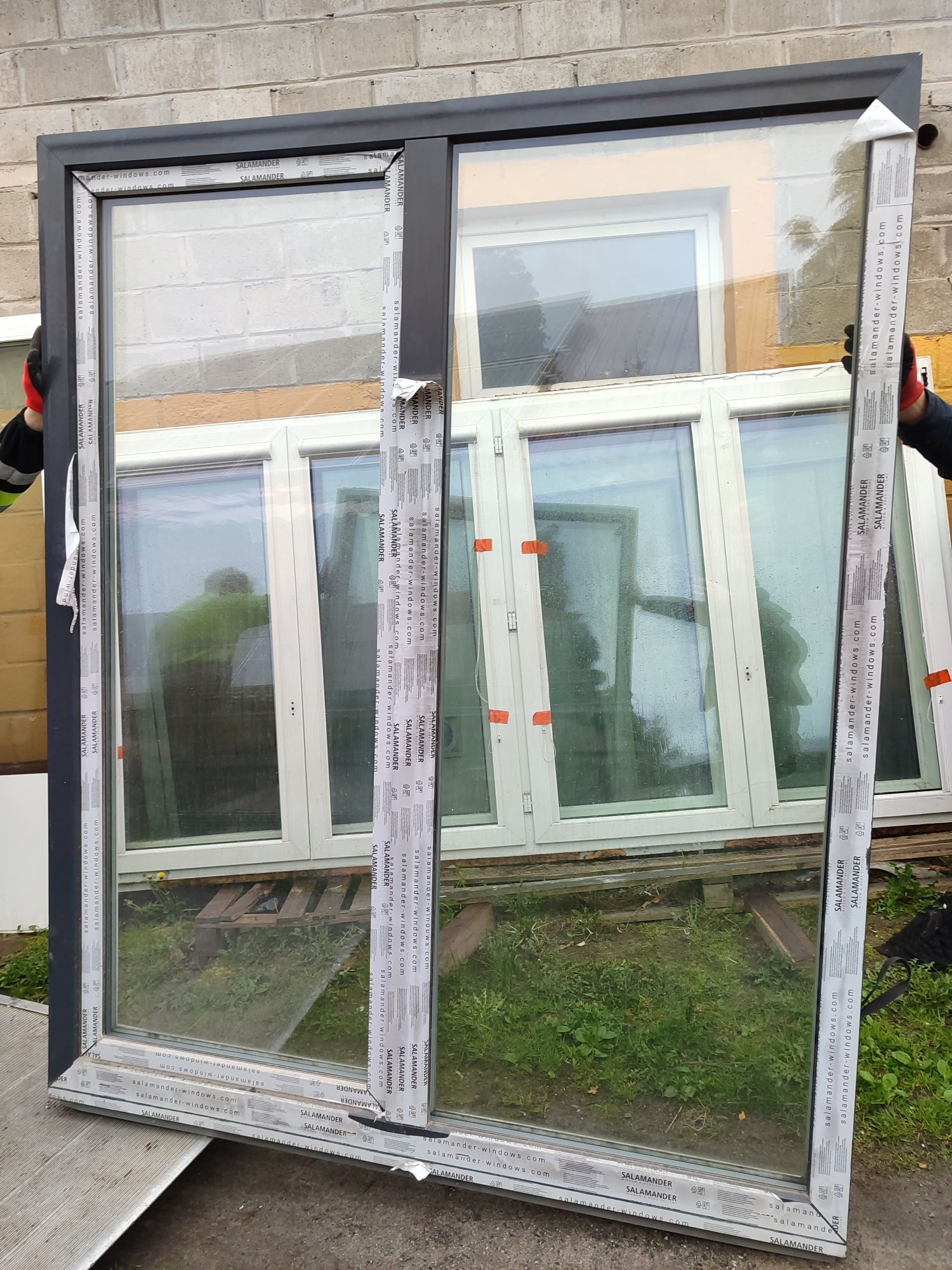 Okno pcv przesuwne antracyt 3 szyby 180 x 220