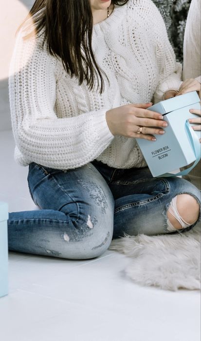 Обємний вязаний светр для фотосесіі, зимовий, теплий, білий