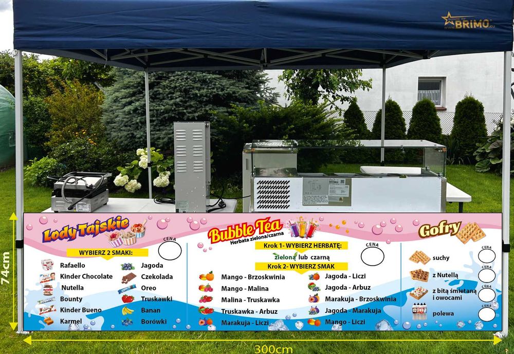 Namiot gastronomiczny 3x3 Bubble Tea, Lody Tajskie, Gofry !