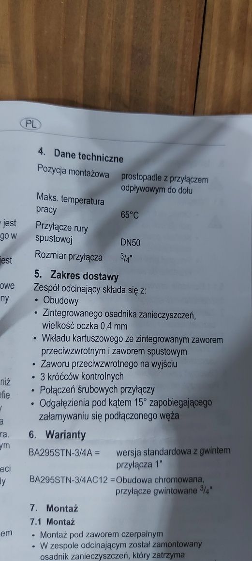 Zawór odcinający antyskażeniowy 3/4 Honeywell