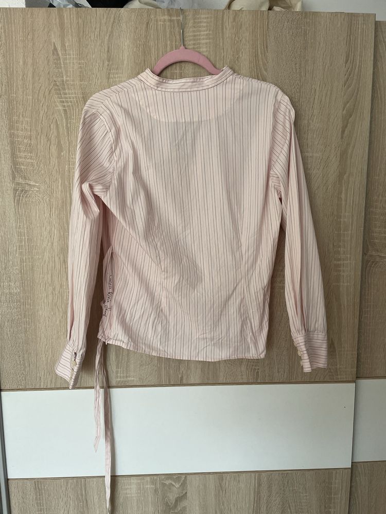 Koszula Calvin Klein Jeans L logowana paski pudrowy róż elegancka