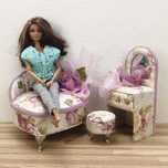 Mebelki dla lalek barbie - szkatułki na biżuterię sofa toaletka
