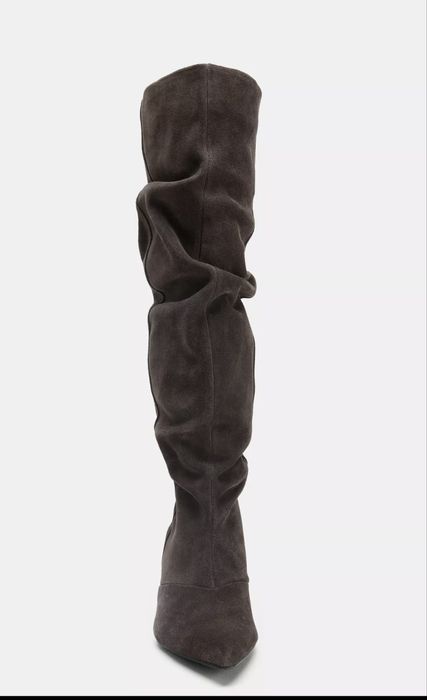 Замшеві чоботи на підборах кетен хіл  Zara