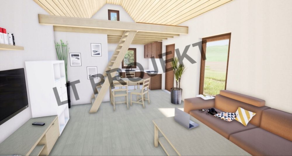 Cieply domek 35m2 na zgloszenie technologia szkieletowa