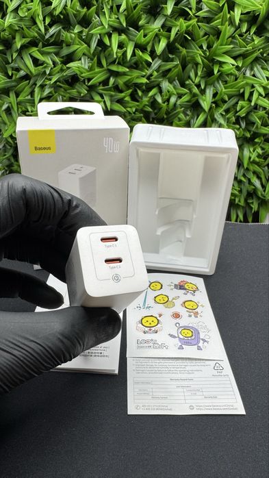 Мережевий зарядний пристрій Baseus GaN5 Pro 40W Type-C+Type-C, White