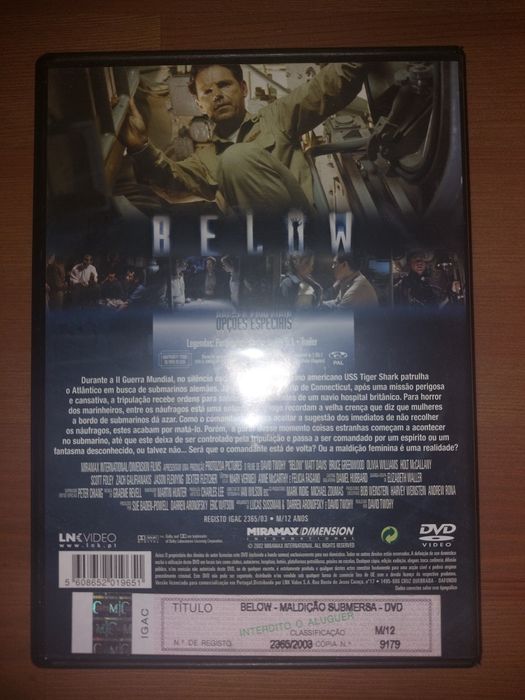 DVD " Below - Maldição Submersa" 2002 (Como Novo)
