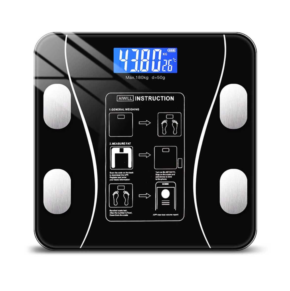 Напольные умные фитнес весы Bluetooth до 190 кг A-8003