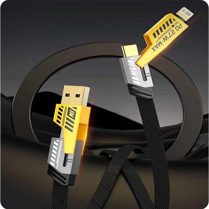 Kabel 4w1: transmisja danych ładowanie PD27W - cztery końcówki 1 metr