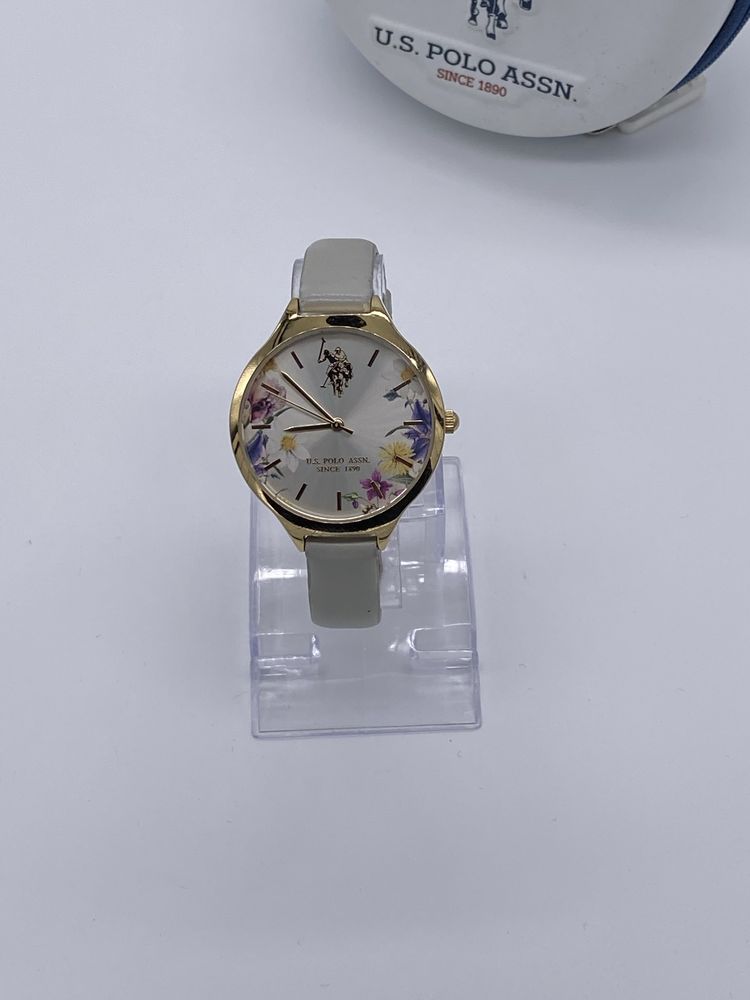 Zegarek damski US Polo Assn Srebrny skórzany pasek mały klasyczny