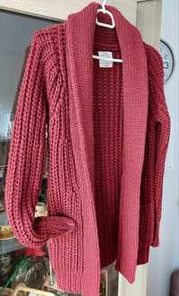 Sweter damski kardigan bordowy, rozmiar S, 36, 38