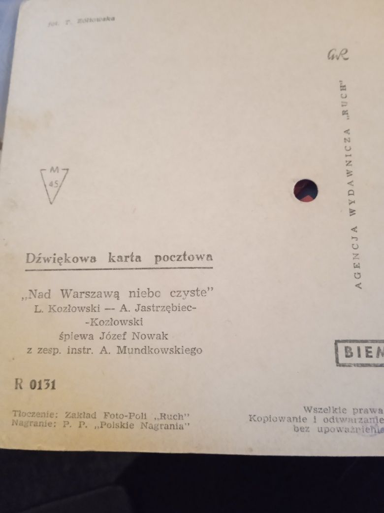 Pocztówka dźwiękowa J.Nowak