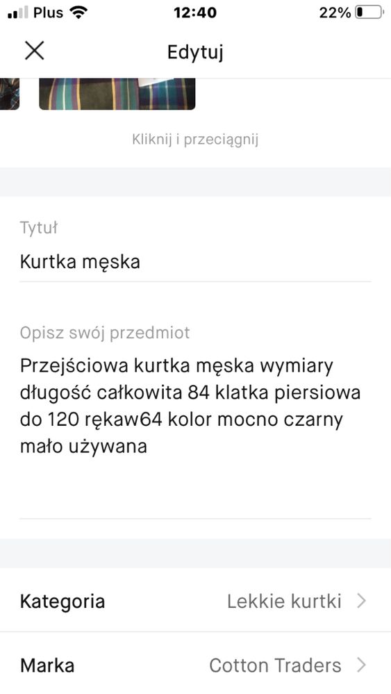 Kurtka męska rozmiar M