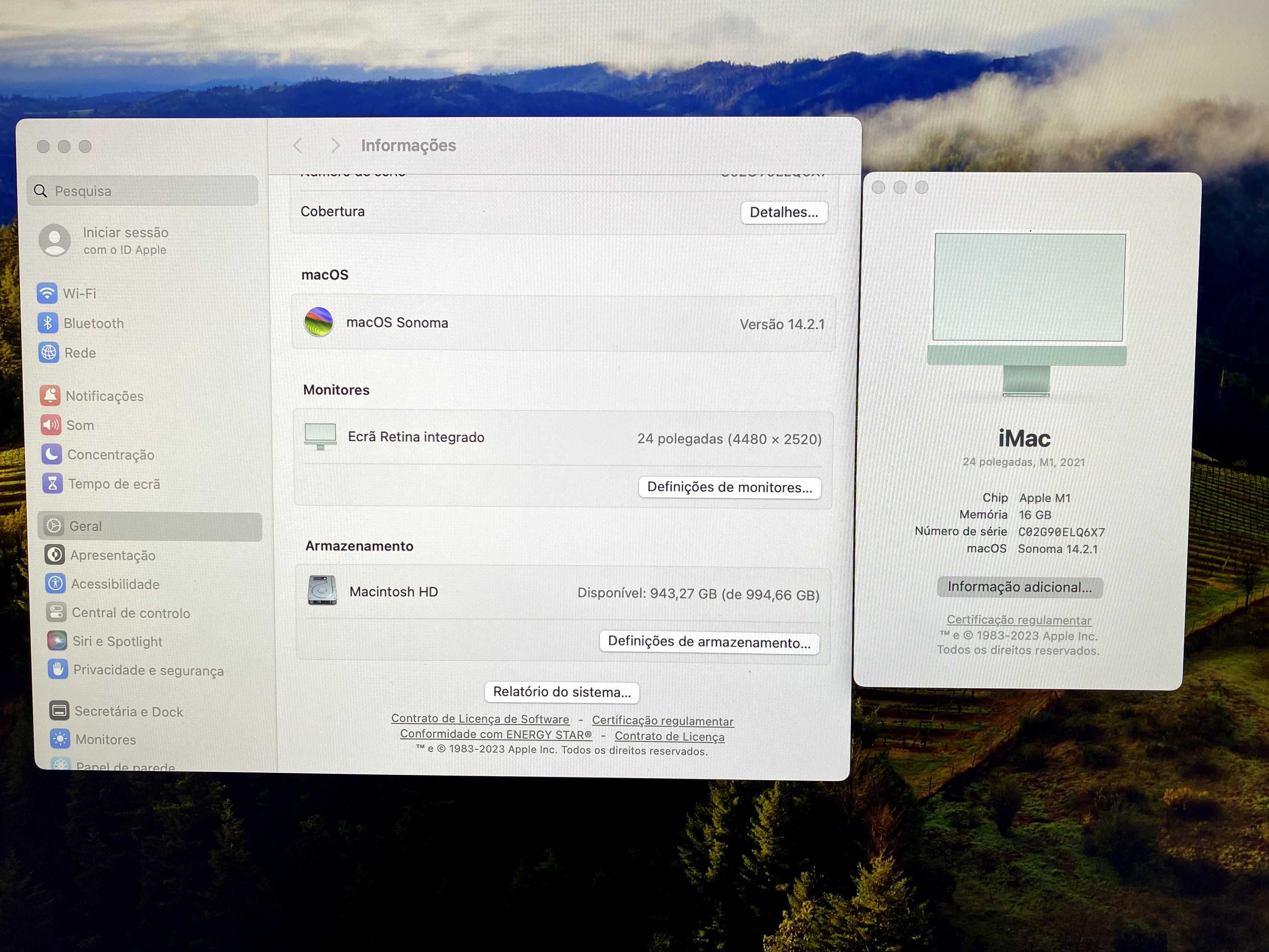 iMac 24'' | 2021 | M1 | 1TB SSD |  Cor Verde, GARANTIA