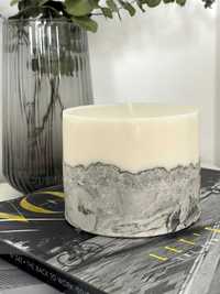 Marmore Velas artesanais}Marble Concrete Pillar soy wax candles
