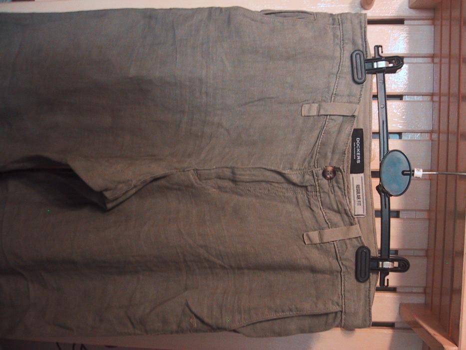 Spodnie DOCKERS Chinos KHAKI Len W:33 L:34.Stan BDB Pas.85.Wysłka