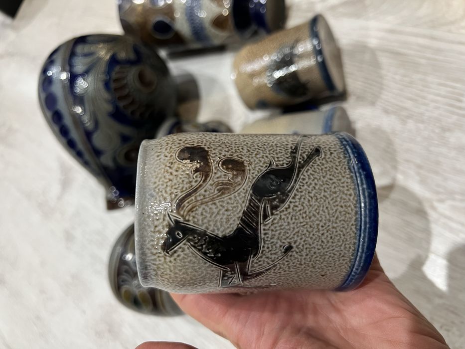 Handarbeit talerze ozdobne kubki wazon dzban 1971 vintage omplet