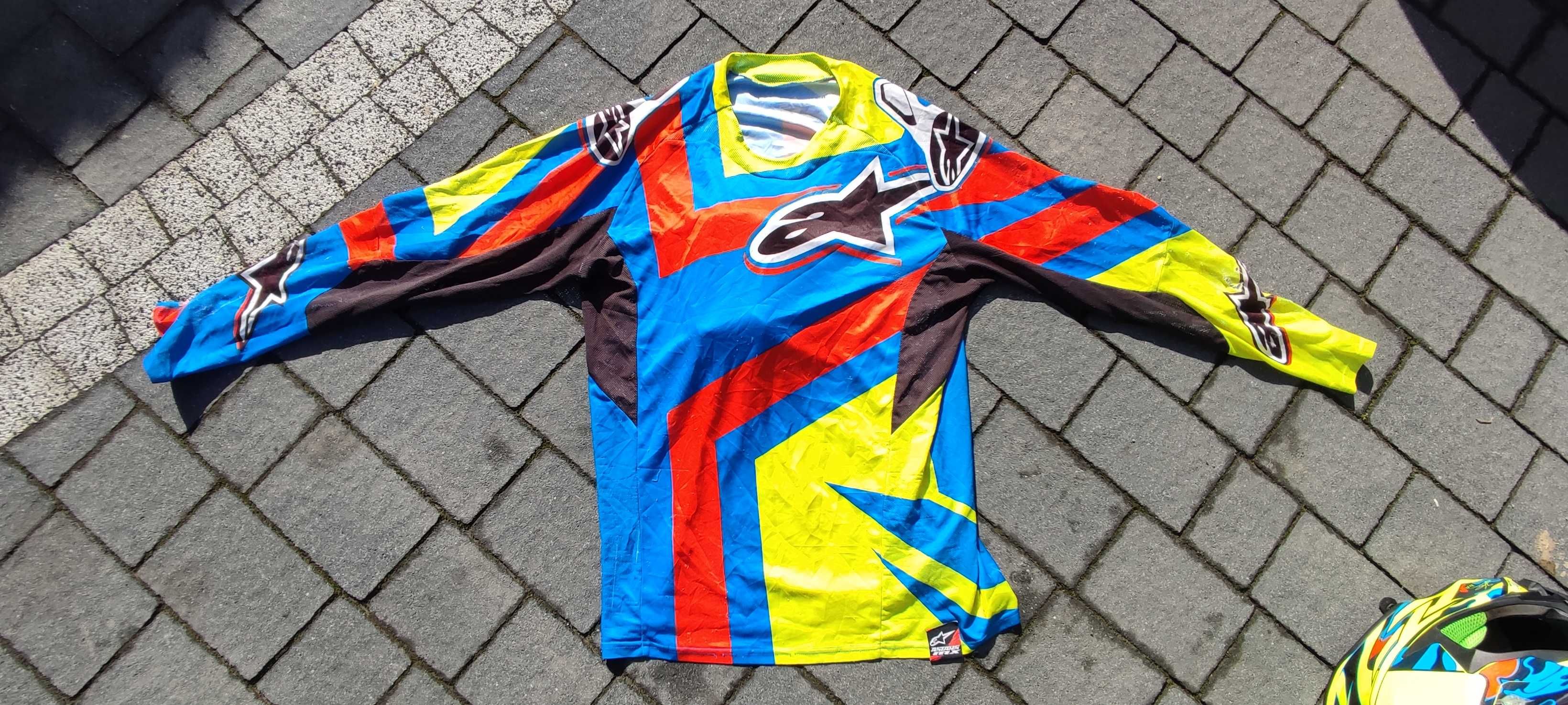 Strój komplet ALPINESTARS kask AIROH gogle SCOTT