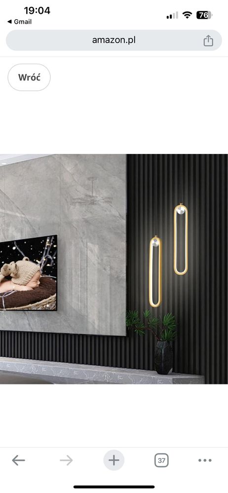 Nowoczesna lampa LED podwójna nowa zloto czarno srebrna