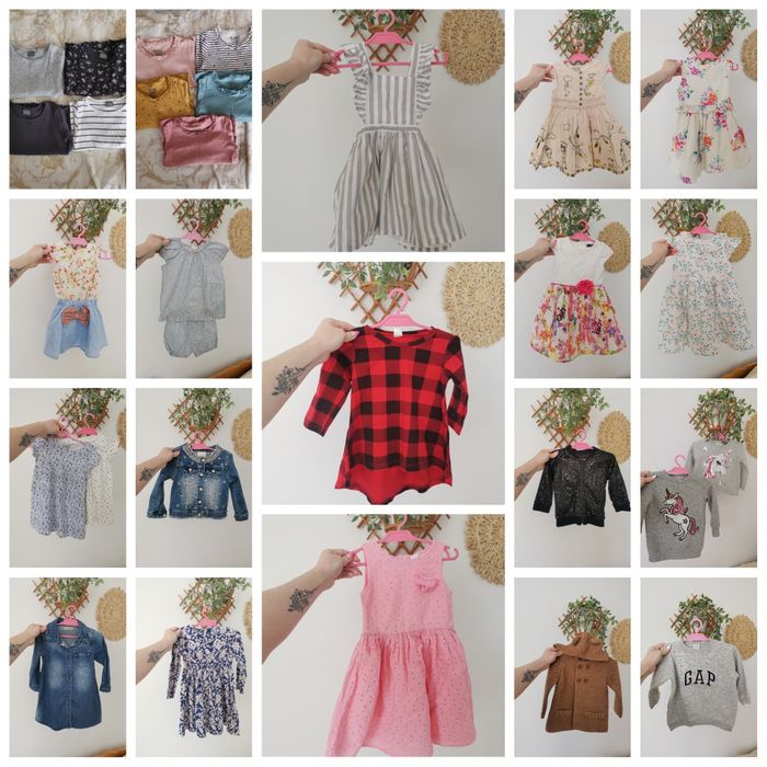 Ubranka dla dziewczynki komplet body, sukienka kurtka  74 80 86